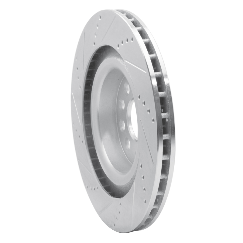 Tesla Model S Brake Rotor (1) - Rear Right - R1 Concepts - Drilled & Slotted - Silver - `12-`21